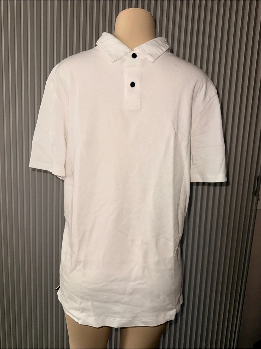 Banana Republic White Short-Sleeve Polo with Contrast Buttons